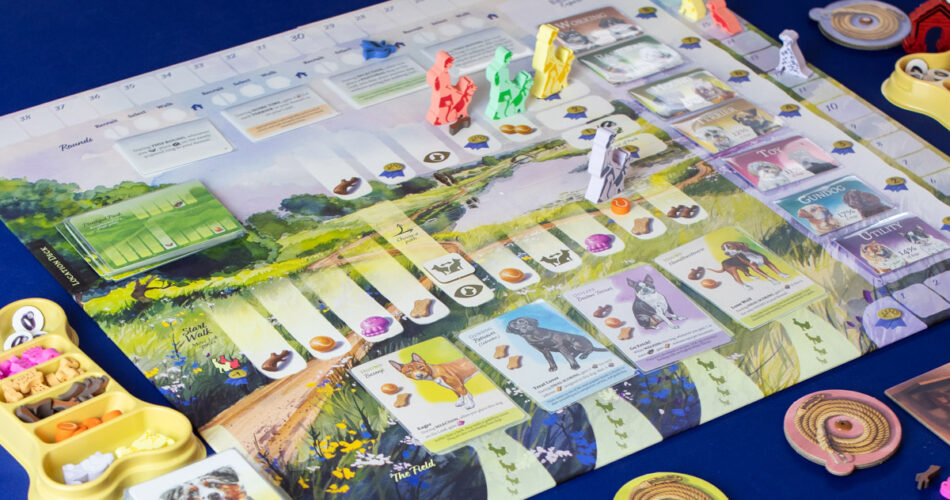 A board game set up and in the middle of a game.